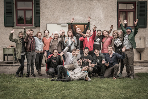 Crew vor Schulmuseum Amriswil mit Dr. Weber